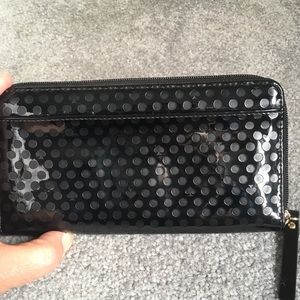 KATE SPADE Wallet- polkadot black patent leather